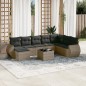 vidaXL Set de muebles de jardín 9 pzas y cojines ratán sintético gris vidaXL Set de muebles de jardín 9 pzas y cojines ratán sintético gris