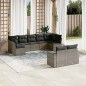 vidaXL Set de muebles de jardín 9 pzas y cojines ratán sintético gris vidaXL Set de muebles de jardín 9 pzas y cojines ratán sintético gris