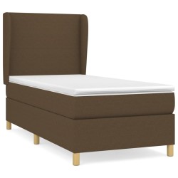 vidaXL Cama box spring con colchón tela marrón oscuro 80x200 cm