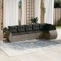 vidaXL Set de muebles de jardín 6 pzas y cojines ratán sintético gris vidaXL Set de muebles de jardín 6 pzas y cojines ratán sintético gris