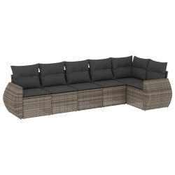 vidaXL Set de muebles de jardín 6 pzas y cojines ratán sintético gris