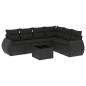 vidaXL Set de comedor de jardín 7 pzas y cojines ratán sintético negro vidaXL Set de comedor de jardín 7 pzas y cojines ratán sintético negro