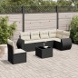 vidaXL Set de comedor de jardín 7 pzas y cojines ratán sintético negro vidaXL Set de comedor de jardín 7 pzas y cojines ratán sintético negro