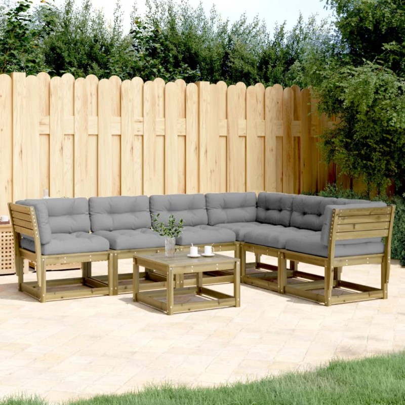 vidaXL Juego de sofás jardín 6 pzas con cojines madera pino impregnada vidaXL Juego de sofás jardín 6 pzas con cojines madera pino impregnada