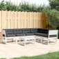 vidaXL Juego sofás jardín 6 pzas con cojines madera maciza pino blanco vidaXL Juego sofás jardín 6 pzas con cojines madera maciza pino blanco