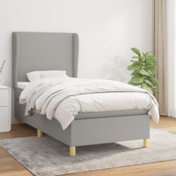 vidaXL Cama box spring con colchón tela gris claro 100x200 cm