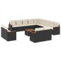 vidaXL Set sofás de jardín 14 pzas con cojines ratán sintético negro vidaXL Set sofás de jardín 14 pzas con cojines ratán sintético negro