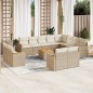 vidaXL Set sofás de jardín con cojines 13 pzas ratán sintético beige vidaXL Set sofás de jardín con cojines 13 pzas ratán sintético beige