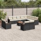 vidaXL Set de sofás de jardín y cojines 13 pzas ratán sintético negro