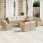 vidaXL Set sofás de jardín 14 pzas con cojines ratán sintético beige vidaXL Set sofás de jardín 14 pzas con cojines ratán sintético beige