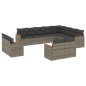 vidaXL Set de sofás de jardín 12 pzas con cojines ratán sintético gris vidaXL Set de sofás de jardín 12 pzas con cojines ratán sintético gris