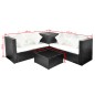 vidaXL Set de muebles de jardín 4 pzas y cojines ratán sintético negro