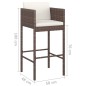 vidaXL Taburetes de barra de cocina 2 uds con cojines ratán PE marrón vidaXL Taburetes de barra de cocina 2 uds con cojines ratán PE marrón