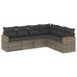 vidaXL Set de muebles de jardín 6 pzas y cojines ratán sintético gris vidaXL Set de muebles de jardín 6 pzas y cojines ratán sintético gris