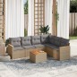 vidaXL Set sofás de jardín 7 piezas y cojines ratán sintético beige vidaXL Set sofás de jardín 7 piezas y cojines ratán sintético beige