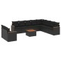 vidaXL Set de sofás de jardín 11 pzas y cojines ratán sintético negro vidaXL Set de sofás de jardín 11 pzas y cojines ratán sintético negro
