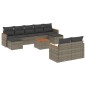 vidaXL Set de sofás de jardín 10 pzas con cojines ratán sintético gris vidaXL Set de sofás de jardín 10 pzas con cojines ratán sintético gris