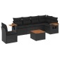 vidaXL Set de comedor de jardín 7 pzas y cojines ratán sintético negro vidaXL Set de comedor de jardín 7 pzas y cojines ratán sintético negro