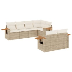 vidaXL Set sofás de jardín 7 piezas y cojines ratán sintético beige