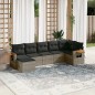 vidaXL Set de sofás de jardín 7 piezas con cojines ratán PE gris vidaXL Set de sofás de jardín 7 piezas con cojines ratán PE gris