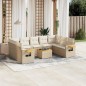 vidaXL Juego de sofás jardín con cojines beige 10 pzas ratán sintético