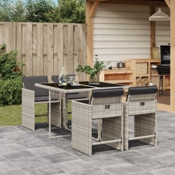 vidaXL Set comedor de jardín 5 pzas cojines ratán sintético gris claro