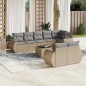 vidaXL Set de sofás de jardín 9 pzas con cojines ratán sintético beige vidaXL Set de sofás de jardín 9 pzas con cojines ratán sintético beige