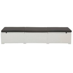 vidaXL Tumbona con cojín negro ratán sintético blanco