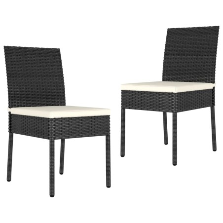 vidaXL Sillas de comedor de jardín 2 unidades ratán sintético negro