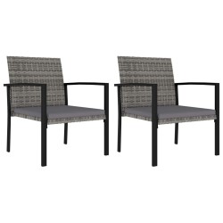 vidaXL Sillas de comedor de jardín 2 unidades ratán sintético gris