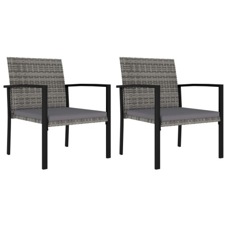 vidaXL Sillas de comedor de jardín 2 unidades ratán sintético gris