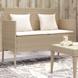vidaXL Banco de jardín con cojines ratán sintético beige