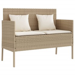 vidaXL Banco de jardín con cojines ratán sintético beige