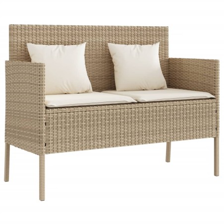 vidaXL Banco de jardín con cojines ratán sintético beige