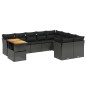 vidaXL Set de sofás de jardín 10 pzas cojines ratán sintético negro