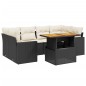 vidaXL Set de comedor de jardín 7 pzas y cojines ratán sintético negro vidaXL Set de comedor de jardín 7 pzas y cojines ratán sintético negro
