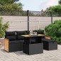 vidaXL Set de sofás de jardín 6 piezas y cojines ratán sintético negro vidaXL Set de sofás de jardín 6 piezas y cojines ratán sintético negro