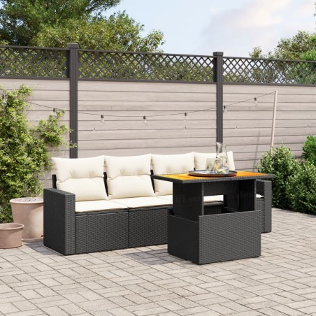 vidaXL Set de muebles de jardín 5 pzas y cojines ratán sintético negro