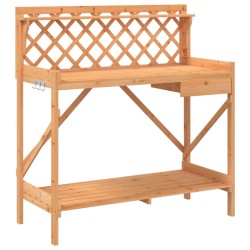 vidaXL Banco para macetas con enrejado madera maciza de abeto marrón