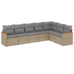 vidaXL Set sofás de jardín 7 piezas y cojines ratán sintético beige
