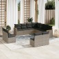 vidaXL Set de sofás de jardín 11 pzas y cojines ratán sintético gris vidaXL Set de sofás de jardín 11 pzas y cojines ratán sintético gris