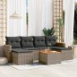 vidaXL Set de sofás de jardín 7 piezas con cojines ratán PE gris vidaXL Set de sofás de jardín 7 piezas con cojines ratán PE gris