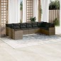vidaXL Set de sofás de jardín 10 pzas con cojines ratán sintético gris vidaXL Set de sofás de jardín 10 pzas con cojines ratán sintético gris