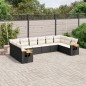 vidaXL Set de sofás de jardín 10 pzas cojines ratán sintético negro vidaXL Set de sofás de jardín 10 pzas cojines ratán sintético negro