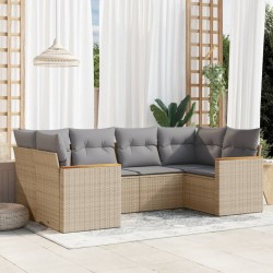 vidaXL Juego de sofás jardín con cojines 6 pzas ratán sintético beige