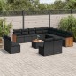 vidaXL Set sofás de jardín 14 pzas con cojines ratán sintético negro vidaXL Set sofás de jardín 14 pzas con cojines ratán sintético negro