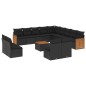 vidaXL Set sofás de jardín 14 pzas con cojines ratán sintético negro vidaXL Set sofás de jardín 14 pzas con cojines ratán sintético negro