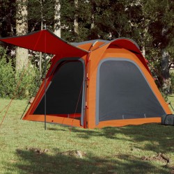 vidaXL Tienda de campaña 4 personas tafetán 185T gris y naranja