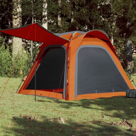 vidaXL Tienda de campaña 4 personas tafetán 185T gris y naranja