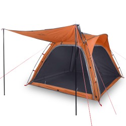 vidaXL Tienda de campaña 4 personas tafetán 185T gris y naranja